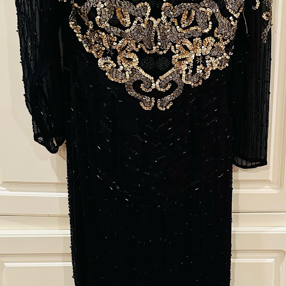Junior size 9/10 Elegant Black and Gold Embellished Dress